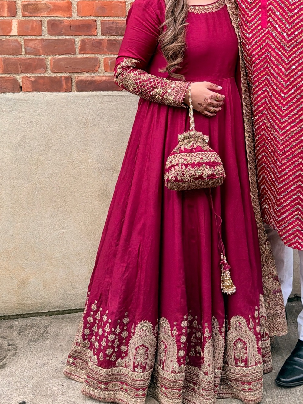 Faiza Saqlain Maxi Dress with Potli Bag Pakistani Dress - Picture 6 of 6
